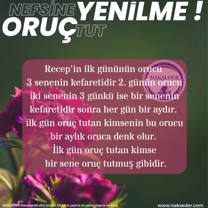 Nefsine Yenilme Oruç Tut